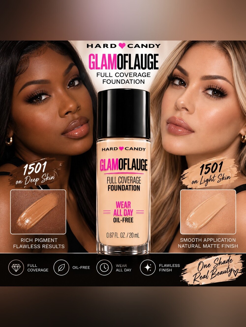 Hard Candy Glamoflauge Foundation - Light/Beige 1501